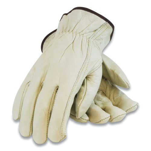 Economy Grade Top-Grain Cowhide Leather Drivers Gloves, Small, Tan-(PID68162S)
