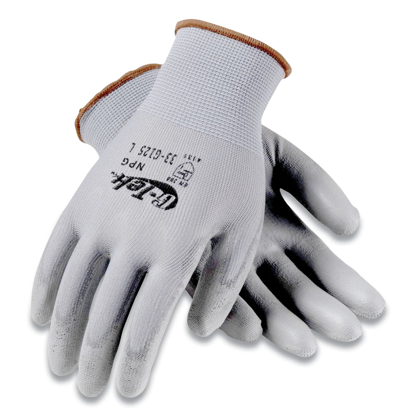 GP Polyurethane-Coated Nylon Gloves, Large, Gray, 12 Pairs-(PID33G125L)