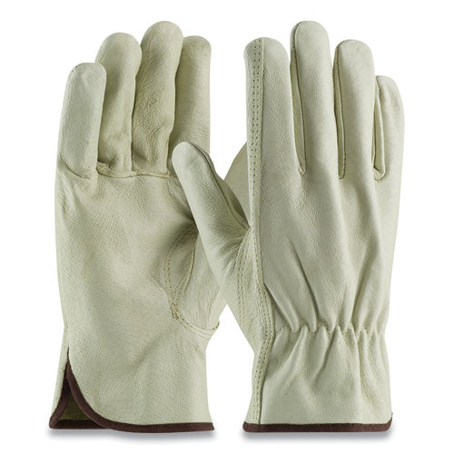 Top-Grain Pigskin Leather Drivers Gloves, Economy Grade, Large, Gray-(PID70361L)