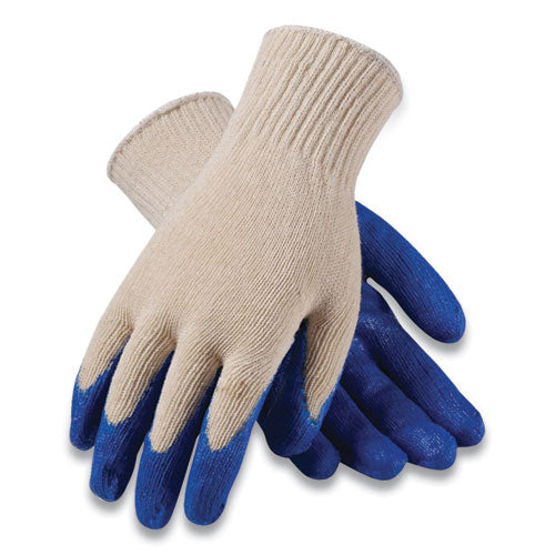 Seamless Knit Cotton/Polyester Gloves, Regular Grade, Large, Natural/Blue, 12 Pairs-(PID39C122L)