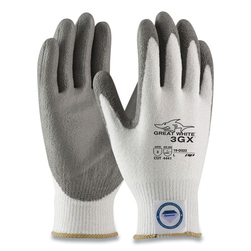 Great White 3GX Seamless Knit Dyneema Diamond Blended Gloves, Small, White/Gray-(PID19D322S)