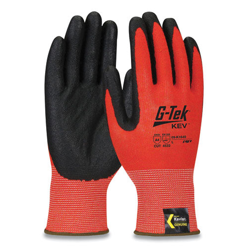 KEV Hi-Vis Seamless Knit Kevlar Gloves, X-Large, Red/Black-(PID09K1640XL)