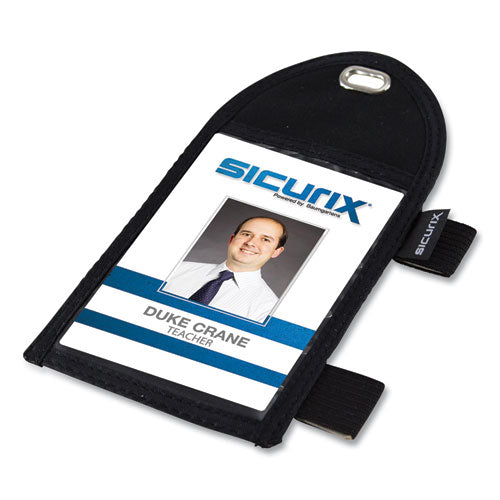 ID Neck Pouch with Pen Loop, Vertical, 4 x 2.75, Black-(SRXBAU55710)