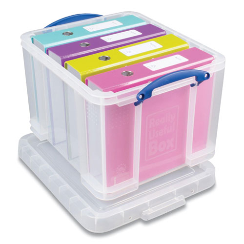 Snap-Lid Storage Bin, 8.45 gal, 14" x 18" x 12.25", Clear/Blue, 3/Pack-(RUA32CPK3CB)