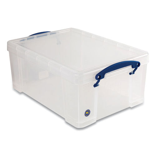 Snap-Lid Storage Bin, 2.37 gal, 10.25" x 14.5" x 6.25", Clear/Blue, 4/Pack-(RUA9CPK4CB)