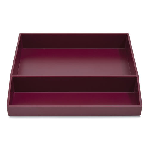 Divided Stackable Plastic Tray, 2 Compartments, 9.44 x 9.84 x 1.77, Purple-(TUD24380380)