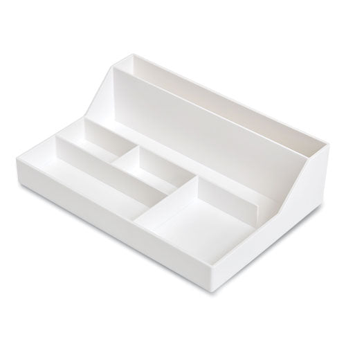 Plastic Desktop Organizer, 6 Compartments, 6.81 x 9.84 x 2.75, White-(TUD24380399)