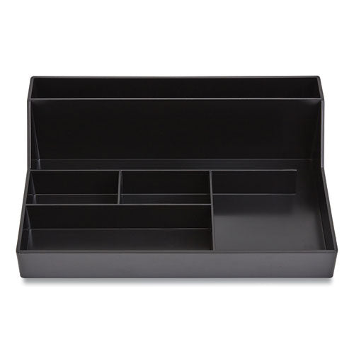 Plastic Desktop Organizer, 6 Compartments, 6.81 x 9.84 x 2.75, Black-(TUD24380402)