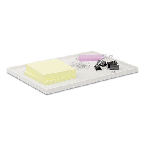 Slim Stackable Plastic Tray, 6.85 x 9.88 x 0.47, White-(TUD24380409)
