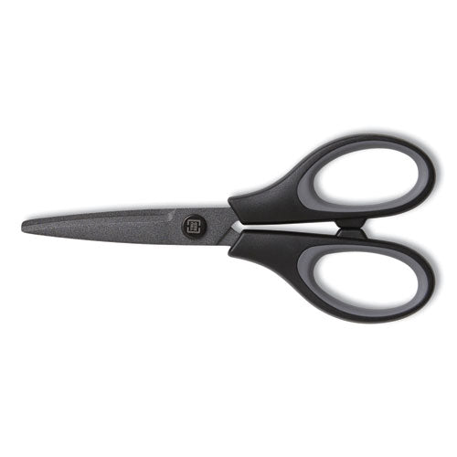Non-Stick Titanium-Coated Scissors, 5" Long, 2.36" Cut Length, Gun-Metal Gray Blades, Black/Gray Straight Handle-(TUD24380503)
