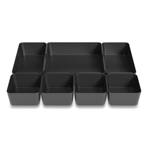 Ten-Compartment Plastic Drawer Organizer, 7.83 x 8.19 x 5.35, Black-(TUD24418574)