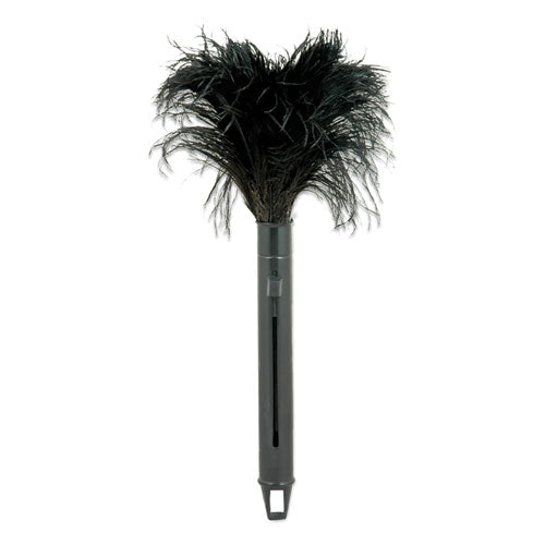 Pop Top Feather Duster, Ostrich, 9" to 14" Handle, Black-(ODCRET14UNS91)