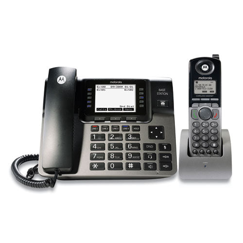 ML1250 4 Line Corded/Cordless Phone System, 1 Handset, Black/Silver-(MTRML1250)