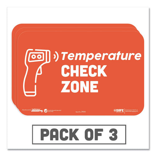 BeSafe Messaging Education Wall Signs, 9 x 6,  "Temperature Check Zone", 3/Pack-(TAB29510)