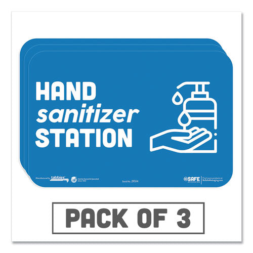 BeSafe Messaging Education Wall Signs, 9 x 6,  "Hand Sanitizer Station", 3/Pack-(TAB29514)