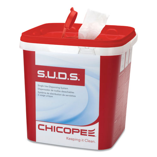 S.U.D.S Bucket with Lid, 7.5 x 7.5 x 8, Red/White, 6/Carton-(CHI0727)