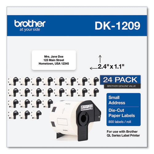 Die-Cut Address Labels, 1.1 x 2.4, White, 800 Labels/Roll, 24 Rolls/Pack-(BRTDK120924PK)