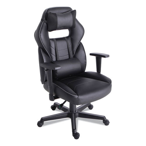 Racing Style Ergonomic Gaming Chair, Supports 275 lb, 15.91" to 19.8" Seat Height, Black/Gray Trim Seat/Back, Black/Gray Base-(ALEGM4146)