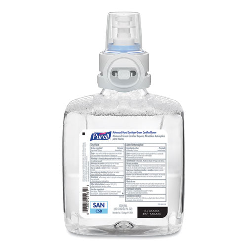 Advanced Hand Sanitizer Green Certified Foam Refill, For CS8 Dispensers, 1,200 mL, Fragrance-Free, 2/Carton-(GOJ785102CT)