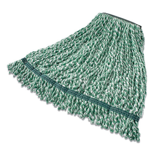 Web Foot String Mop Heads, Microfiber, Green, Large, 1" Green Headband-(RCPFGA81306GR00)