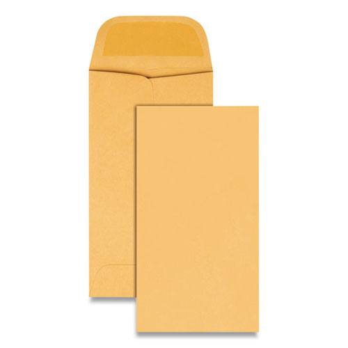 Kraft Coin and Small Parts Envelope, #5, Square Flap, Gummed Closure, 2.88 x 5.25, Brown Kraft, 500/Box-(QUA50462)