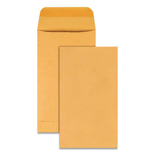 Kraft Coin and Small Parts Envelope, 20 lb Bond Weight Kraft, #5 1/2, Square Flap, Gummed Closure, 3.13 x 5.5, Brown, 500/Box-(QUA50560)