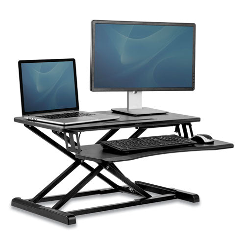 Corsivo Sit-Stand Workstation, 31.5" x 24.25" x 16", Black-(FEL8091001)