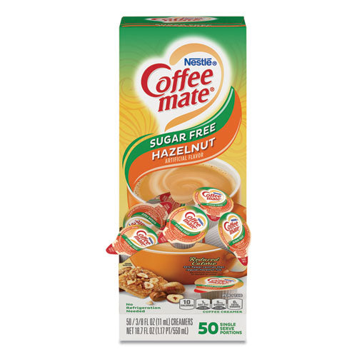 Liquid Coffee Creamer, Sugar Free Hazelnut, 0.38 oz Mini Cups, 50/Box-(NES98468BX)