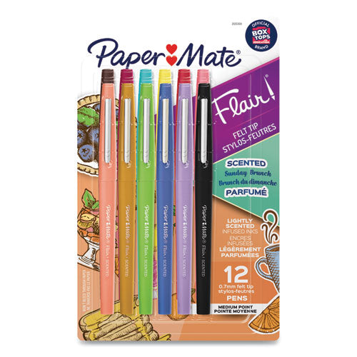 Flair Scented Felt Tip Porous Point Pen, Stick, Medium 0.7 mm, Assorted Ink and Barrel Colors, 12/Pack-(PAP2125359)