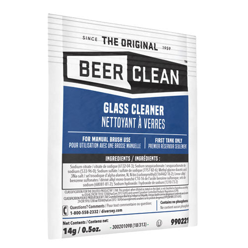Beer Clean Glass Cleaner, Powder, 0.5 oz Packet, 100/Carton-(DVO990221)