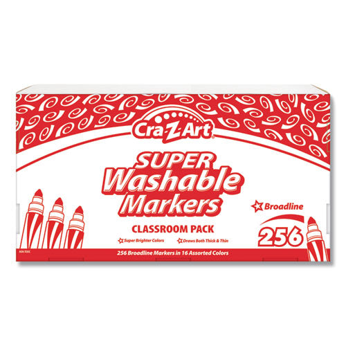 Super Washable Markers Classpack, Broad Bullet Tip, Assorted Colors, 256/Set-(CZA740091)