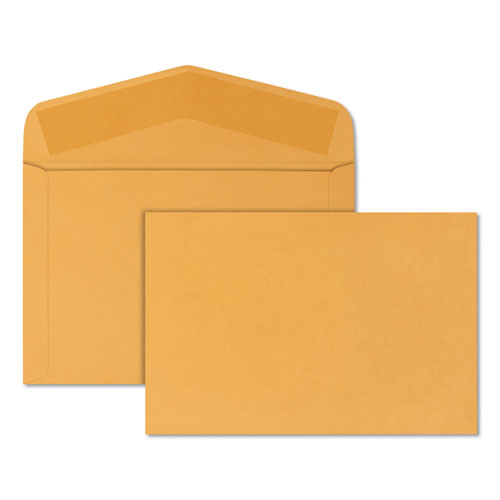Open-Side Booklet Envelope, #15, Hub Flap, Gummed Closure, 10 x 15, Brown Kraft, 100/Box-(QUA54301)