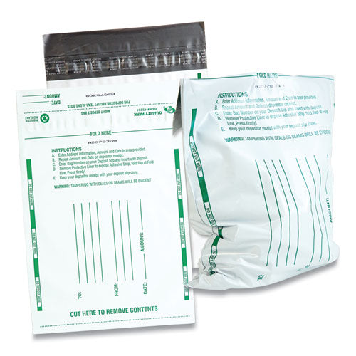 Poly Night Deposit Bags with Tear-Off Receipt, 8.5 x 10.5, White, 100/Pack-(QUA45224)