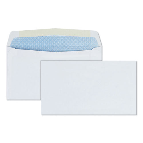 Security Tint Business Envelope, #6 3/4, Commercial Flap, Gummed Closure, 3.63 x 6.5, White, 500/Box-(QUA10412)