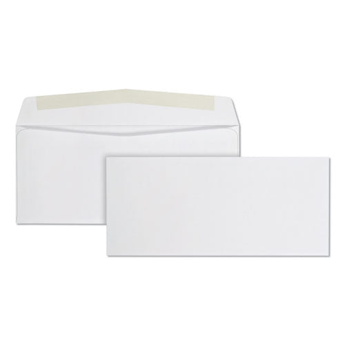 Business Envelope, #10, Commercial Flap, Side Seam, Gummed Closure, 24 lb Bond Weight Paper, 4.13 x 9.5, White, 500/Box-(QUA90020)