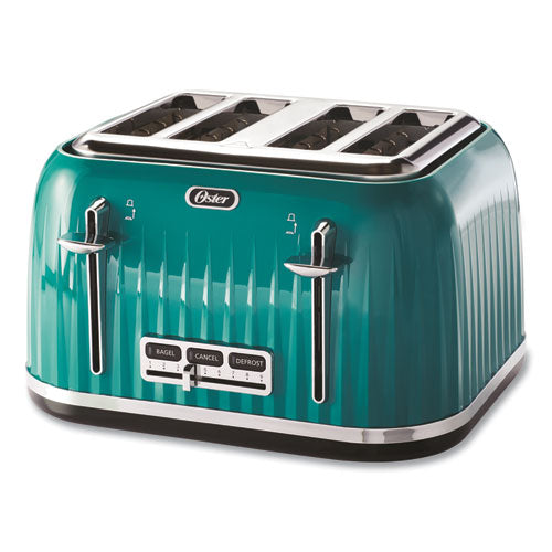 4-Slice Toaster with Textured Design with Chrome Accents, 12 x 13 x 8, Teal-(OSR2090575)