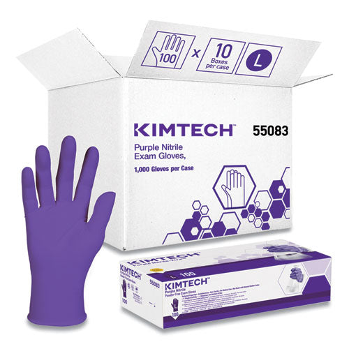 PURPLE NITRILE Exam Gloves, 242 mm Length, Large, Purple, 1,000/Carton-(KCC55083CT)