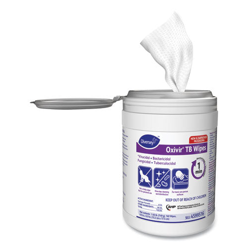 Oxivir TB Disinfectant Wipes, 7 x 6, White, 160/Canister, 12 Canisters/Carton-(DVO4599516)