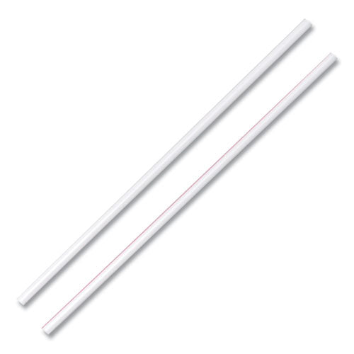 Unwrapped Hollow Stir-Straws, 5.5", Plastic, White/Red Stripe, 1,000/Box-(DXEHS5CCXX)
