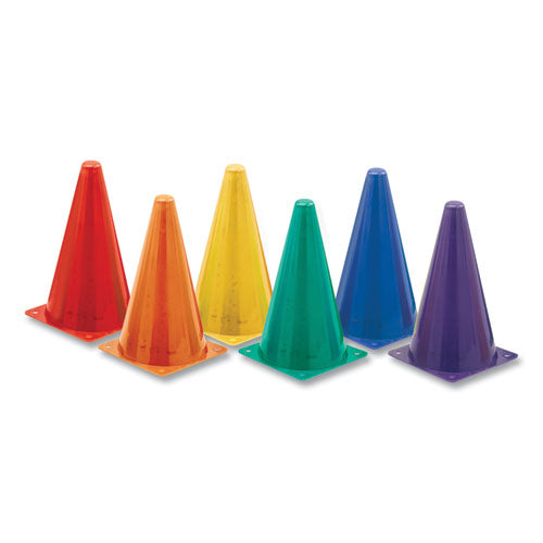 Indoor/Outdoor High Visibility Plastic Cone Set, Assorted Colors, 6/Box-(CSITC9SET)