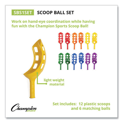 Scoop Ball Set, Plastic, Assorted Colors, 2 Scoops,1 Ball/Set, 6/Set-(CSISBS1SET)
