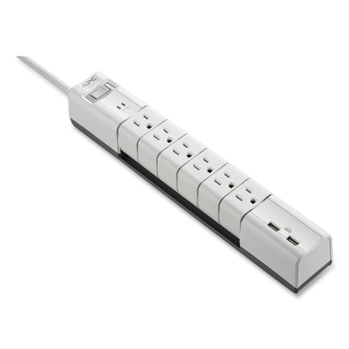 Essential SurgeArrest Surge Protector, 6 AC Outlets/2 USB Ports, 6 ft Cord, 1,080 J, White-(APWPE6RU3W)