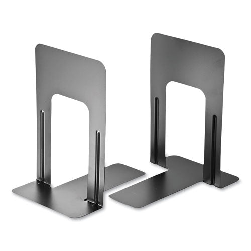 Steel Bookends, Nonskid, 5.88 x 8.25 x 9, Black, 1 Pair-(OIC93051)