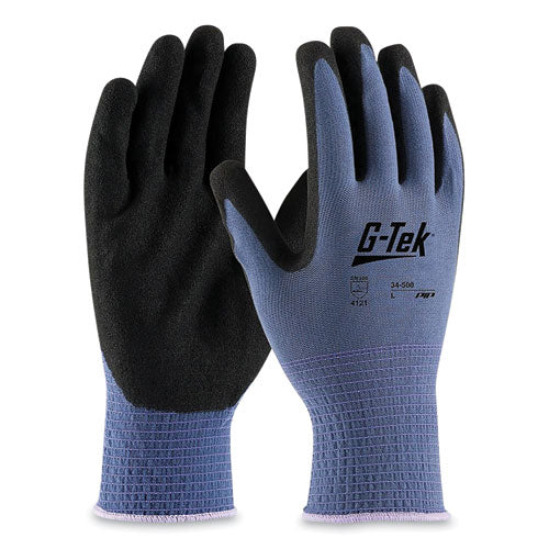 GP Nitrile-Coated Nylon Gloves, Large, Blue/Black, 12 Pairs-(PID34500L)