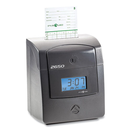 2650 Pro Auto Aligning Time Clock, LCD Display, Charcoal-(PTI2650)