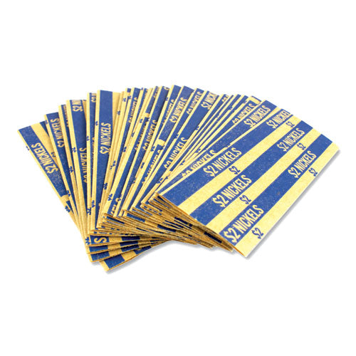 Flat Tubular Coin Wrap, Nickels, $2.00, Blue, 1,000/Box-(CNK560043)