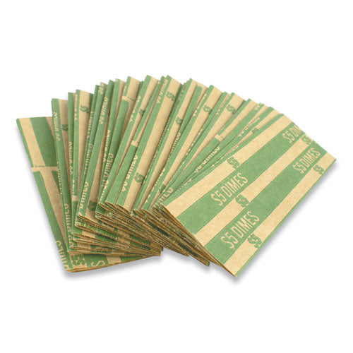 Flat Tubular Coin Wrap, Dimes, $5.00, Green, 1,000/Box-(CNK560044)