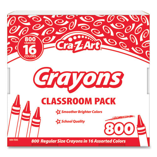 Crayons, 16 Assorted Colors, 800/Pack-(CZA74004)
