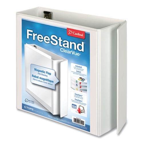 FreeStand Easy Open Locking Slant-D Ring Binder, 3 Rings, 4" Capacity, 11 x 8.5, White-(CRD43140CB)