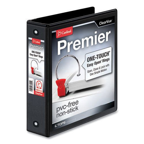 Premier Easy Open ClearVue Locking Round Ring Binder, 3 Rings, 2" Capacity, 11 x 8.5, Black-(CRD11121)